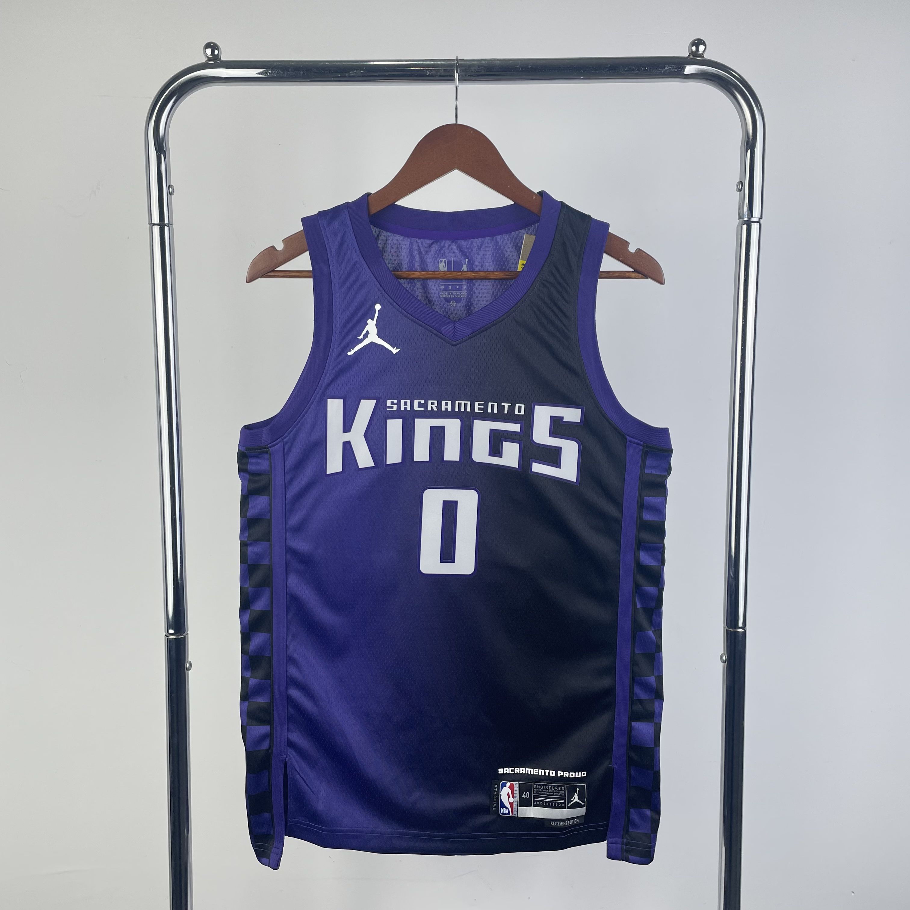 Men Sacramento Kings #0 Monk Purple Season Jordon 2024 NBA Jersey